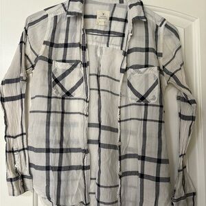 American Eagle 🦅 White and Blue Checkered Shirt